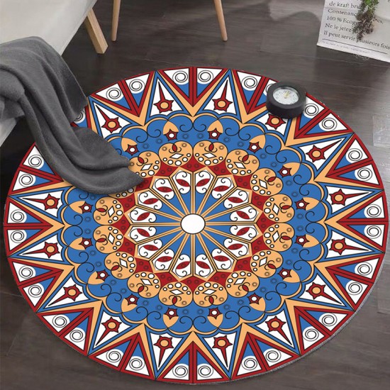 Cross-border ethnic-style round carpet mat, mandala print, non-slip mat for hanging basket, crystal velvet for one-piece dropshipping.