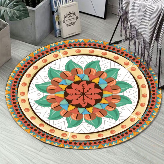 Cross-border ethnic-style round carpet mat, mandala print, non-slip mat for hanging basket, crystal velvet for one-piece dropshipping.