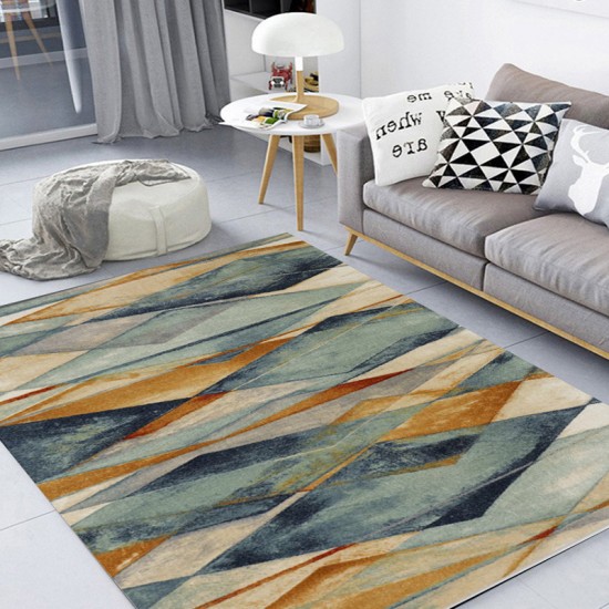 Modern geometric bedroom rug, Nordic wall-to-wall carpet for living room sofas, home interior bedside decorative mat