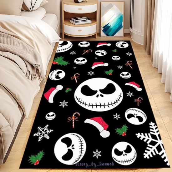 TEMU Cross-border Halloween Horror Skull Carpet, Bedroom Stain-Resistant, Non-Slip, Easy-Care, Bedside Blanket