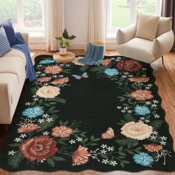 NEXTECHBIZ Cross-border Amazon vintage floral decorative rug, easy-care, non-slip sofa rug for large living room areas.