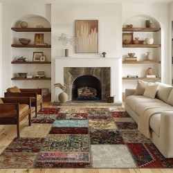 NEXTECHBIZ American retro Moroccan carpets, ethnic-style living room sofa coffee table rugs, and bedroom coffee table rugs Wall-to-wall homestay decorative carpet