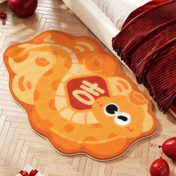 NEXTECHBIZ Year of the Snake bedside rug, bedroom, Spring Festival decoration, cartoon-style plush non-slip strip floor mat.