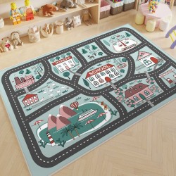 NEXTECHBIZ Cartoon children's parking lot patterned play rug, living room decorative rug, bedroom bedside blanket, in stock for dropshipping
