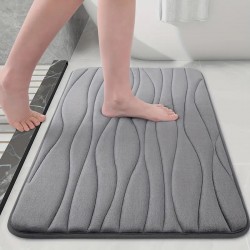 Wave-embossed coral fleece floor mats, absorbent bathroom doormats, wholesale