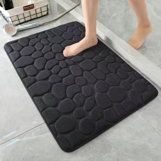 Cross-border coral fleece embossed stone bathroom mat, pebble absorbent, non-slip doormat, stock and dropshipping