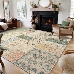 NEXTECHBIZ Amazon cross-border patchwork crystal velvet living room decorative cooling carpet, bedroom non-slip bedside blanket, in stock and available for dispatch