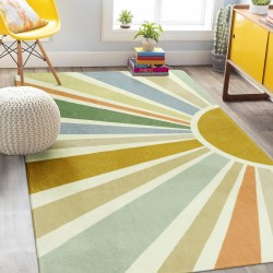 NEXTECHBIZ Simple line faux cashmere sun pattern bedroom decorative carpet, bedside rug, non-slip living room thickened carpet in stock.