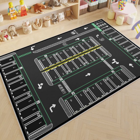 Cartoon children's parking lot patterned play rug, living room decorative rug, bedroom bedside blanket, in stock for dropshipping Cartoon children's parking lot patterned play rug, living room decorative rug, bedroom bedside blanket, in stock for dropshipping
