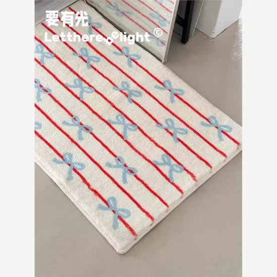 Girly bow faux cashmere floor mat, absorbent bathroom doormat, easy-care entrance doormat. Wholesale dropshipping Girly bow faux cashmere floor mat, absorbent bathroom doormat, easy-care entrance doormat. Wholesale dropshipping