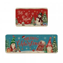 NEXTECHBIZ Cross-border TEMU Christmas long kitchen mats, non-slip, stain-resistant, easy-care, two-piece set, in stock.