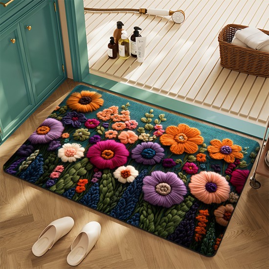 American floral crystal velvet floor mats for home entryways, stain-resistant, wear-resistant, and easy-care bathroom mats. American floral crystal velvet floor mats for home entryways, stain-resistant, wear-resistant, and easy-care bathroom mats.