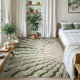 NEXTECHBIZ Simple line faux cashmere sun pattern bedroom decorative carpet, bedside rug, non-slip living room thickened carpet in stock.