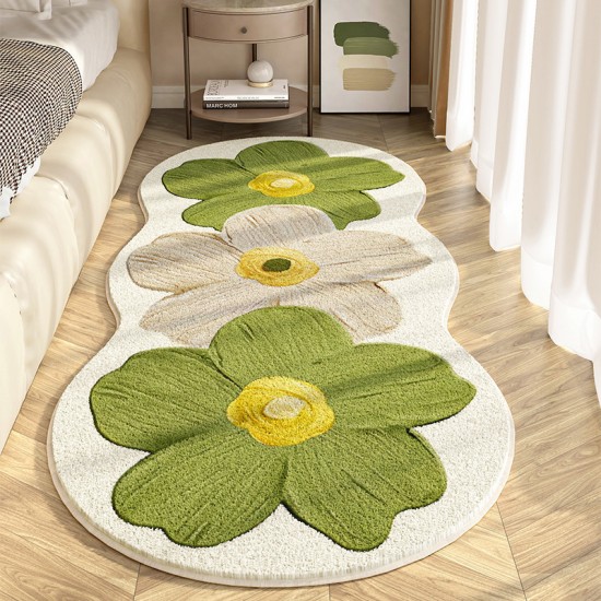 NEXTECHBIZ Cross-border temu popular small fresh floral rug, skin-friendly and comfortable bedside rug, easy-care rug for the living room coffee table