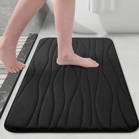 Wave-embossed coral fleece floor mats, absorbent bathroom doormats, wholesale