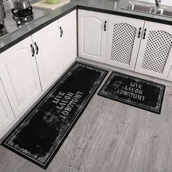 TEMU hot-selling American pumpkin kitchen mat, non-slip, absorbent, stain-resistant, long two-piece foot mat set available for delivery.