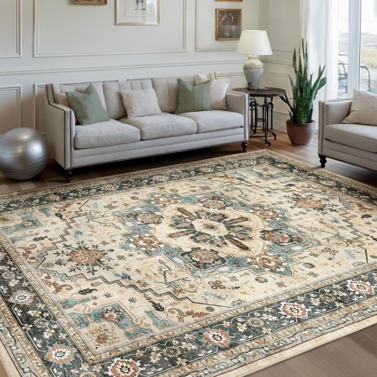 NEXTECHBIZ TEMU Cross-border Persian Living Room Carpet, Bedroom Stain-Resistant, Easy-Care, Dust-Resistant, Easy-Care, Bedside Decorative Blanket