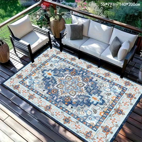 NEXTECHBIZ Cross-border TEMU Persian print carpet, easy-care sofa blanket for the living room, non-slip coffee table mat for the balcony.