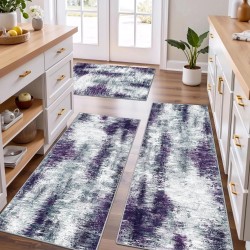 NEXTECHBIZ Abstract Blend Color Kitchen Mats, Non-Slip, Oil-Absorbent, Stain-Resistant, Easy-Care, Three-Piece Entryway Floor Mat Set