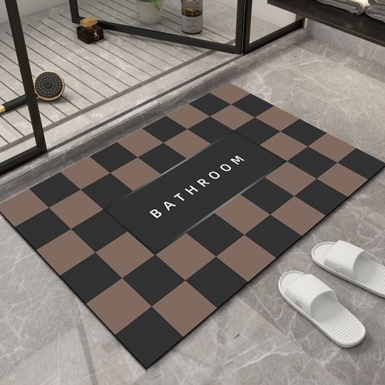 Checkerboard pattern bathroom soft diatom mud absorbent floor mats, non-slip quick-drying doormats for bathroom and toilet entrances Checkerboard pattern bathroom soft diatom mud absorbent floor mats, non-slip quick-drying doormats for bathroom and toilet entrances