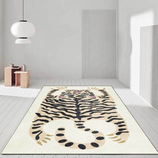 Temu cross-border imitation tiger-print crystal velvet carpet for living room decoration, non-slip, stain-resistant, and easy-care sofa blankets.