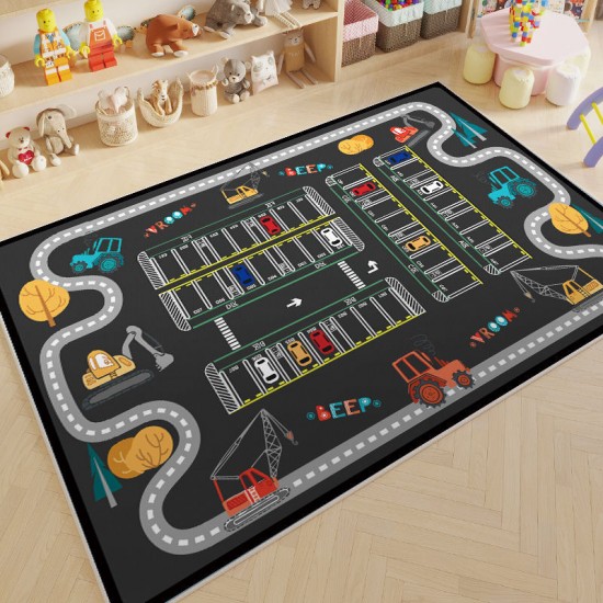 Cartoon children's parking lot patterned play rug, living room decorative rug, bedroom bedside blanket, in stock for dropshipping Cartoon children's parking lot patterned play rug, living room decorative rug, bedroom bedside blanket, in stock for dropshipping