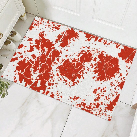 Factory direct cross-border Halloween bloody footprint crystal velvet floor mat, stain-resistant, wear-resistant doormat for bathroom. Slip mats Factory direct cross-border Halloween bloody footprint crystal velvet floor mat, stain-resistant, wear-resistant doormat for bathroom. Slip mats
