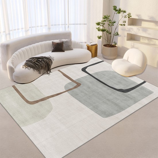 Modern minimalist geometric living room carpet, factory direct wholesale, printed washable floor mat for home use.