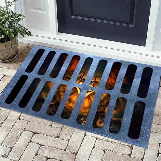 Amazon cross-border clown Halloween series printed floor mats for home entryways, stain-resistant, wear-resistant, and easy-care doormats.