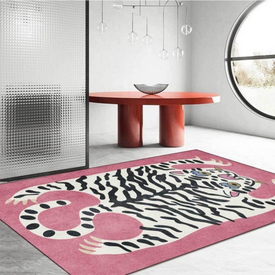 Temu cross-border imitation tiger-print crystal velvet carpet for living room decoration, non-slip, stain-resistant, and easy-care sofa blankets.