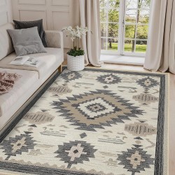 NEXTECHBIZ Cross-border retro ethnic-style crystal velvet printed carpet for living room, stain-resistant and skin-friendly, sofa blanket for balcony decoration