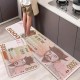 NEXTECHBIZ Temu cross-border Korean won printed striped floor mats for kitchens, non-slip and stain-resistant, easy-care mats with labeling.