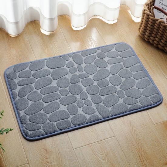 In stock: Coral fleece stone print solid color doormats, absorbent bathroom floor mats, soft entryway doormats, and memory foam