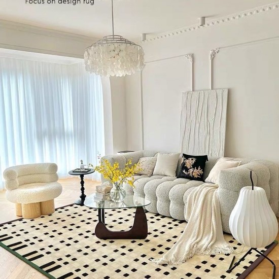NEXTECHBIZ Wabi-sabi style living room rug, imitation cashmere non-slip carpet, luxurious large-area, full-coverage home bedroom bedside rug