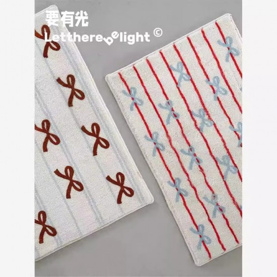 Girly bow faux cashmere floor mat, absorbent bathroom doormat, easy-care entrance doormat. Wholesale dropshipping Girly bow faux cashmere floor mat, absorbent bathroom doormat, easy-care entrance doormat. Wholesale dropshipping